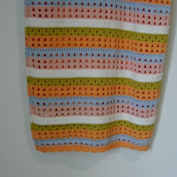Crochet Dress Knit Tank Sleeveless Orange Pink Blue Green Stripes NEW NWT  XS - Picture 16 of 16